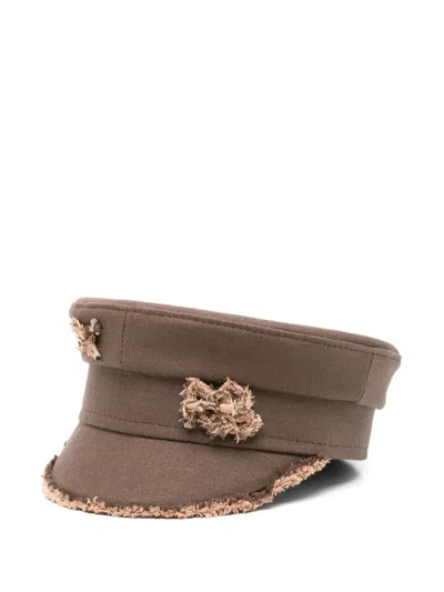 Ruslan Baginskiy Raw-edge Baker Boy Hat In Brown
