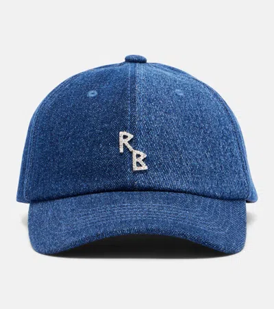 Ruslan Baginskiy Rb Embellished Denim Baseball Cap In Blue