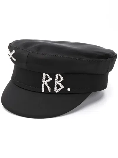 RUSLAN BAGINSKIY RHINESTONE LOGO BRETON HAT