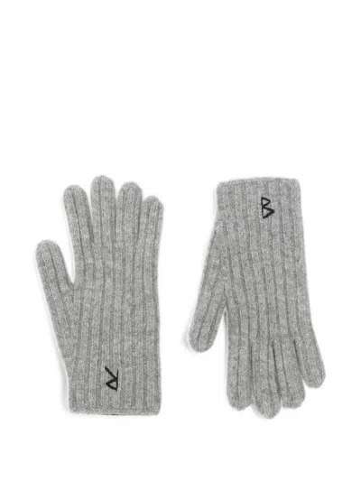 Ruslan Baginskiy Ribbed Embroidered Gloves In Gray