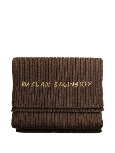Ruslan Baginskiy Ribbed-knit Logo-embroidered Scarf In White