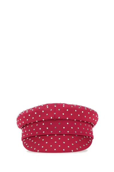 Ruslan Baginskiy Satin Baker Boy Hat With Cotton Lining In Purple