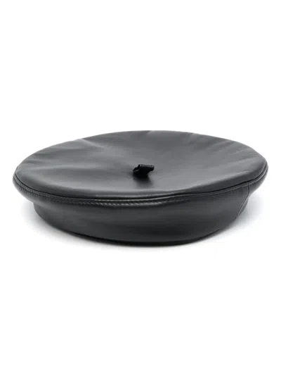 Ruslan Baginskiy Leather Beret In Black