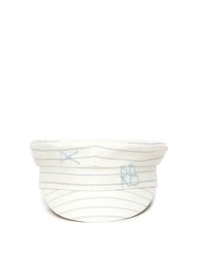 Ruslan Baginskiy Baker Boy Hat In White, Light Blue