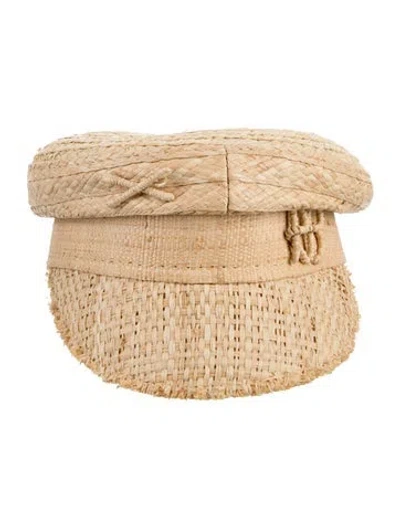 Pre-owned Ruslan Baginskiy Straw Baker Boy Hat In Neutrals