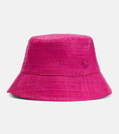 Ruslan Baginskiy Logo Embroidered Straw Bucket Hat In Pink