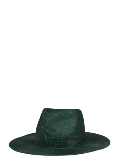 Ruslan Baginskiy Straw Chain Fedora Hat In Green