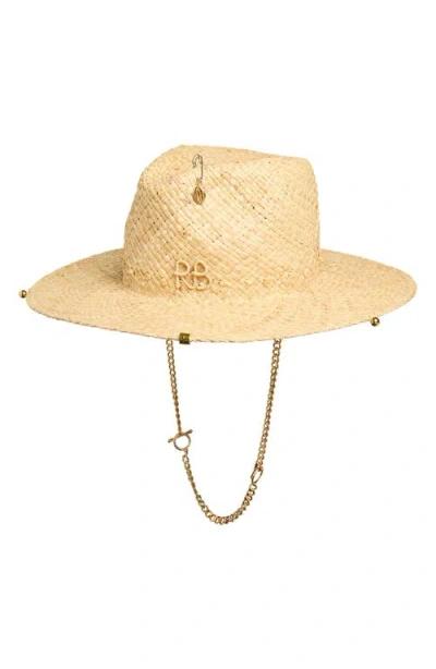 Ruslan Baginskiy Monogram Logo Woven Straw Fedora In Neutral