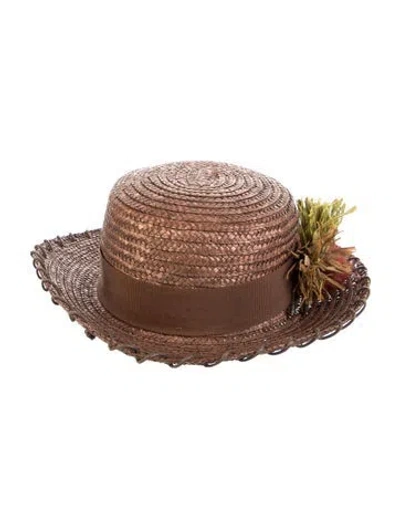 Pre-owned Ruslan Baginskiy Straw Fedora Hat In Brown