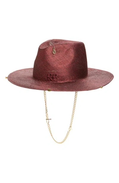 Ruslan Baginskiy Straw Fedora Hat In Burgundy