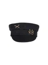 Ruslan Baginskiy Casual Flat Top Hat With Embroidered Elements In Black  