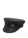 Ruslan Baginskiy Monogram Embellished Baker Boy Cap In Black
