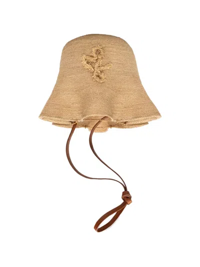 Ruslan Baginskiy The Hatbag Raffia Drawstring Shoulder Bag In Brown