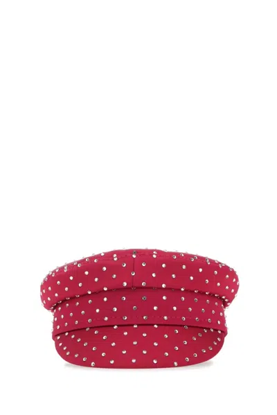Ruslan Baginskiy Tyrian Purple Satin Baker Boy Hat In Yellow