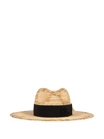 Ruslan Baginskiy Wheat-embellished Raffia Fedora Hat In Brown