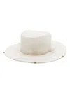 RUSLAN BAGINSKIY WHITE CHAIN-DETAIL STRAW FEDORA HAT