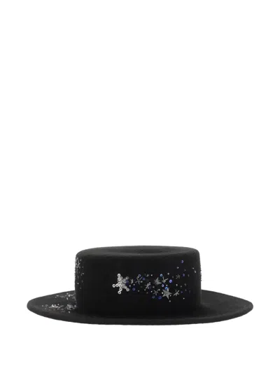 Ruslan Baginskiy Wide-brim Sequin-embellished Hat In Black