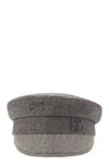 Ruslan Baginskiy Structured Grey Baker Boy Hat With Embellished Emblem In Grey