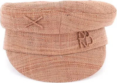 Ruslan Baginskiy Women's Raffia Baker Boy Hat With Embroidery In Brown