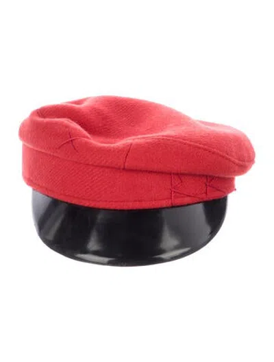 Pre-owned Ruslan Baginskiy Wool Baker's Boy Cap In Red