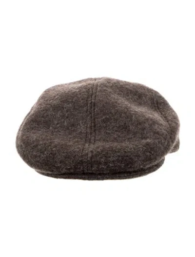 Pre-owned Ruslan Baginskiy Wool Embroidered Newsboy Cap In Brown