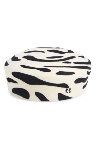 Ruslan Baginskiy Zebra-print Felt Beret In Multi
