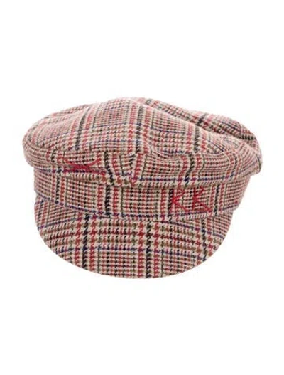Pre-owned Ruslan Baginskiy Wool Plaid Breton Hat In Red