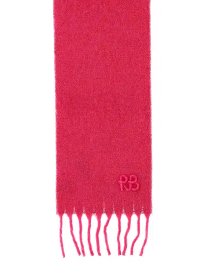 Ruslan Baginskiy Long Fuzzy Fringed Wool Scarf In Red