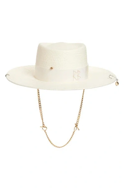 Ruslan Baginskiy Woven Straw Gambler Hat In White