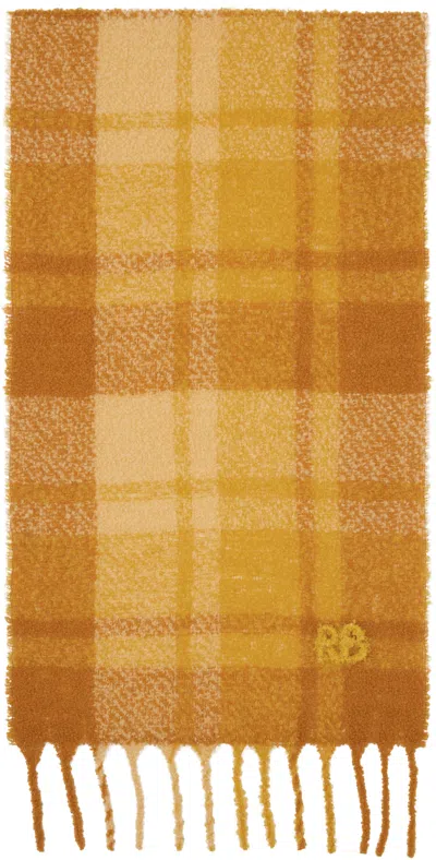 Ruslan Baginskiy Yellow Check Print Scarf In Brown