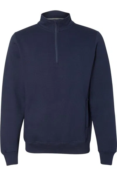 Russell Athletic Dri Power Quarter-zip Cadet Collar Sweatshirt In Blue