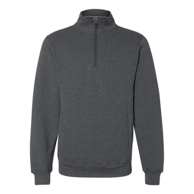 Russell Athletic Dri Power Quarter-zip Cadet Collar Sweatshirt In Grey