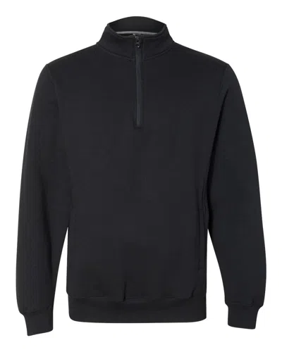 Russell Athletic Men's Dri Power Quarter-zip Cadet Collar Sweatshirt In Black