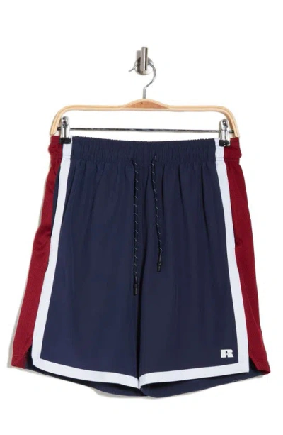 Russell Athletic Mesh Panel Basketball Shorts In Dark Navy
