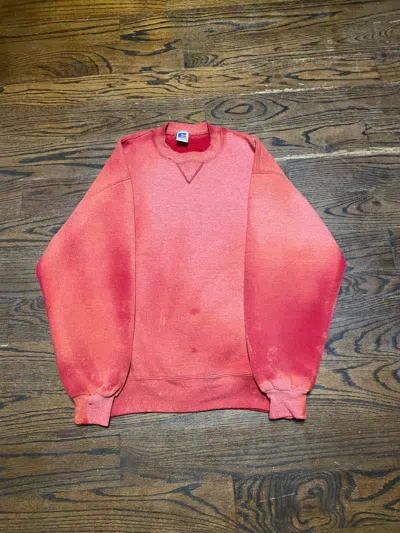 Pre-owned Russell Athletic Russell Sunfaded Sweater Crewneck In Red