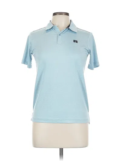 Pre-owned Russell Athletic Short Sleeve Top Blue Collared Neckline Tops