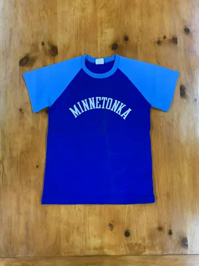 Pre-owned Russell Athletic X Vintage 1970s Minnetonka Russell Athletic Baseball Shirt In Blue