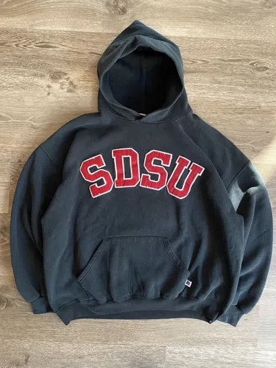 Pre-owned Russell Athletic X Vintage 90's Black Sdsu Russell Athletic Boxy Hoodie