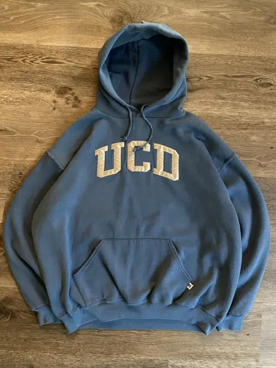 Pre-owned Russell Athletic X Vintage 90's Blue Ucd Russell Athletic Boxy Hoodie In Black