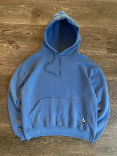 Pre-owned Russell Athletic X Vintage 90's Faded Sky Blue Russell Athletic Boxy Hoodie Zip