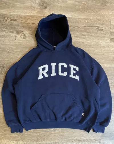 Pre-owned Russell Athletic X Vintage 90's Navy Rice Russell Athletic Boxy Hoodie