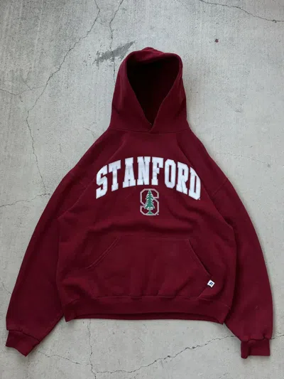 Pre-owned Russell Athletic X Vintage 90's Red Russell Athletic Stanford Boxy Hoodie L