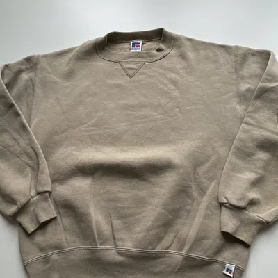 Pre-owned Russell Athletic X Vintage 90's Russell Athletic Blank Earth Tone Crewneck In Tan