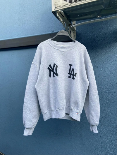 Pre-owned Russell Athletic X Vintage 90's Vintage "ny La" Russell Sweatshirt In Grey
