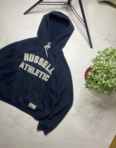 Pre-owned Russell Athletic X Vintage Faded Oversized Russel Athletic Usa Crewneck Hoodie In Blue