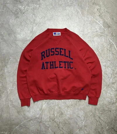 Pre-owned Russell Athletic X Vintage Russel Athletic Vintage Sweatshirt Big Logo 90's Streetwear In Red