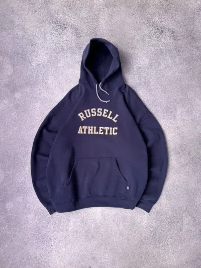 Pre-owned Russell Athletic X Vintage Russell Athletic Usa Big Logo Oversized Hoodie In Navy