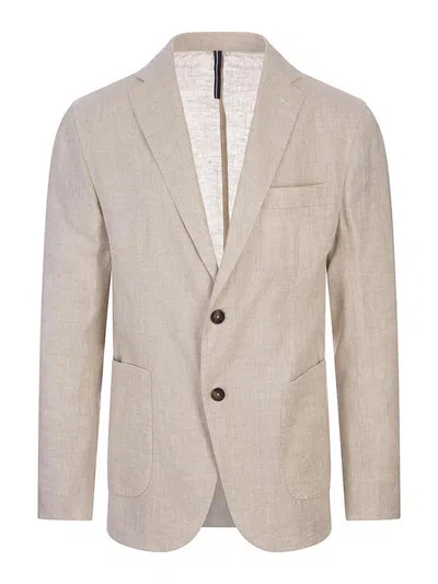 Russo Capri Linen One-breasted Blazer In Neutral