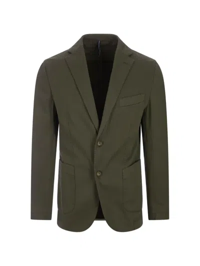 Russocapri Button Oxford Cotton Blazer In Green