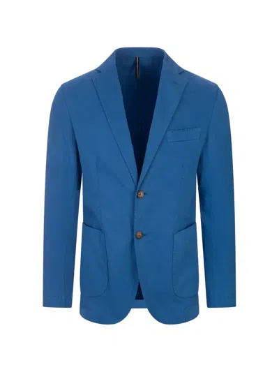 Russocapri Oxford Cotton Blazer In Blue